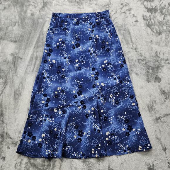 Sag Harbor Dresses & Skirts - Vintage Sag Harbor Skirt Womens 12 Blue Floral Maxi Side Zip Cottagecore Modest